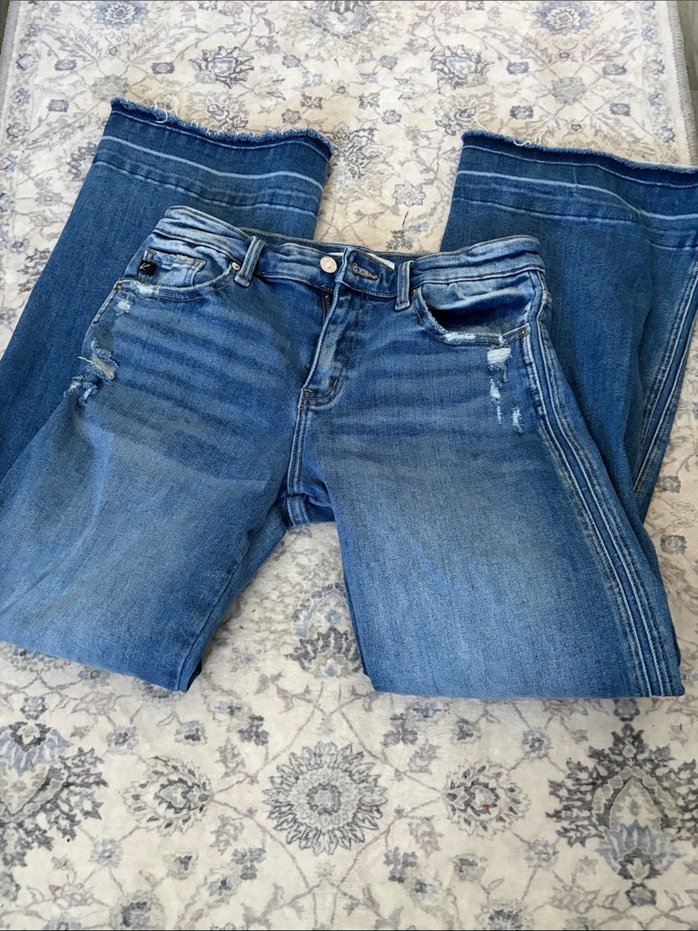 KanCan Dark Blue Distressed Flare Jeans